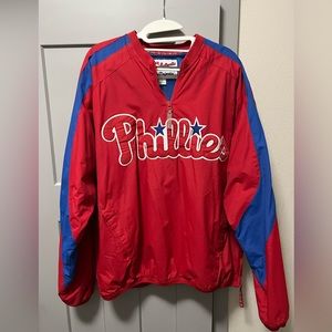 Vintage Phillies Majestic Authentic Pullover Windbreaker Jacket - 2000